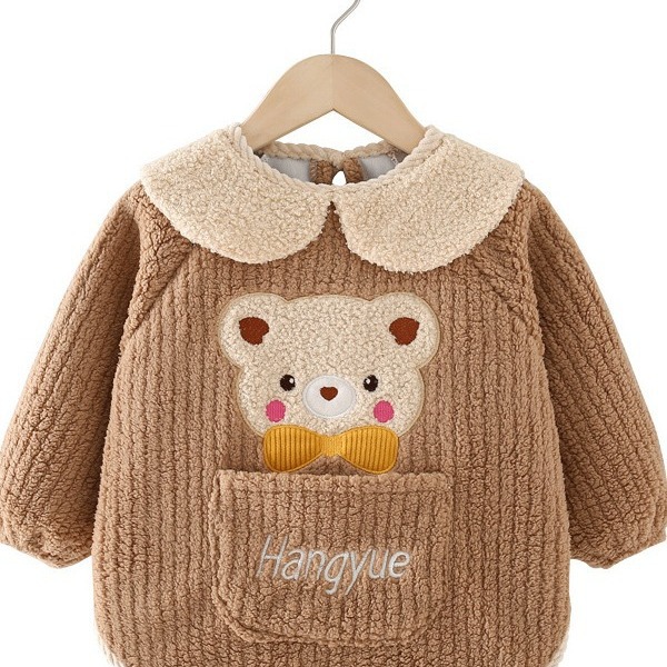 Baby coveralls 2023 new autumn and winter thickened children's eating bibs waterproof and anti-dirty aprons for outdoor wear and protection