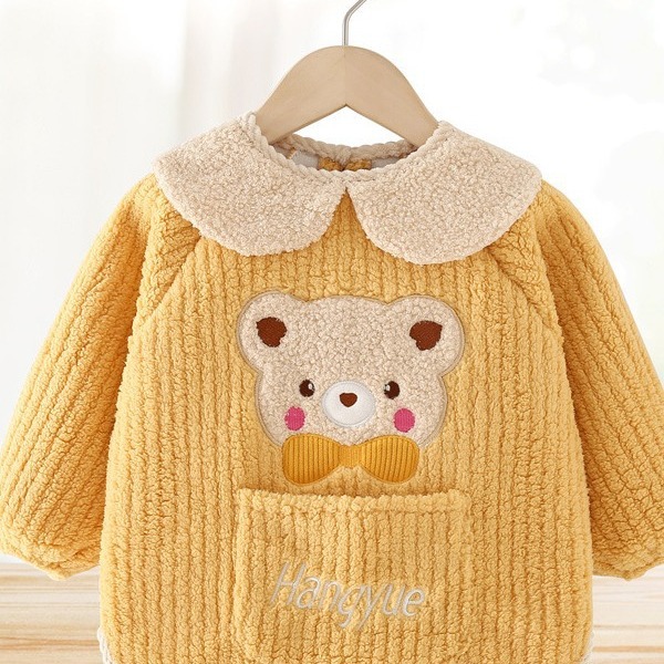 Baby coveralls 2023 new autumn and winter thickened children's eating bibs waterproof and anti-dirty aprons for outdoor wear and protection