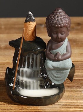 热销跨境新品供应陶瓷倒流烟观赏檀香炉创意高山流水如来禅意家居