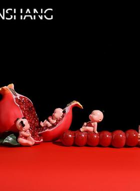创意石榴新房家居装饰摆件多子多福中国福娃糖葫芦工艺品新婚礼物
