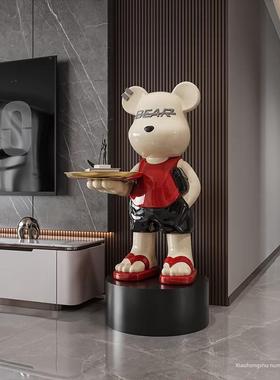 暴力熊摆件客厅落地托盘电视柜沙发旁边家居软装饰品轻奢高端