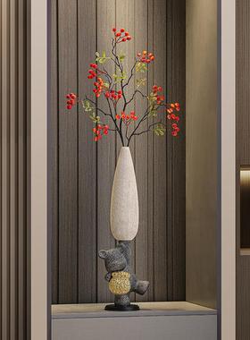 客厅细长花瓶摆件入户玄关陶瓷高级感电视柜壁龛竖高插花家居装饰