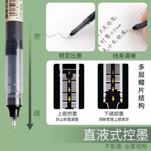 直液式走珠笔0.5mm全针管速干签字笔多色高颜值学生办公 - 图0