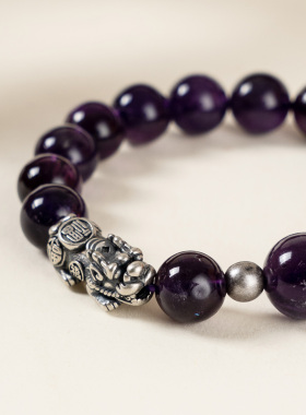 【火运旺缘】紫水晶貔貅手串范李李五行缺火者提升人脉能量手链