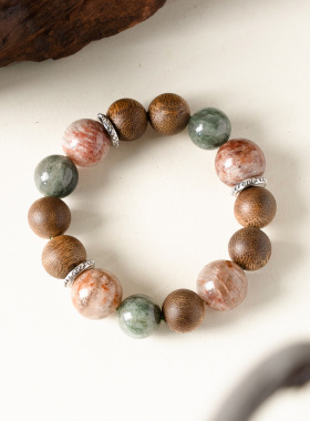 【防小护主】千层幽灵绿发晶沉香手串范李李防小人木制能量手链