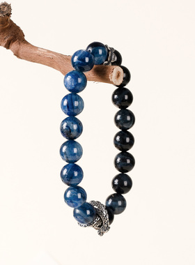 【冷静决断】蓝虎眼蓝晶石手串范李李增强逻辑思维谈判手链银饰品