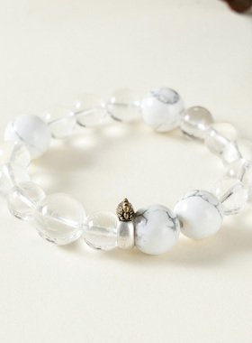 【白晶啼吉】白水晶手串范李李生肖鸡招财吉祥手链