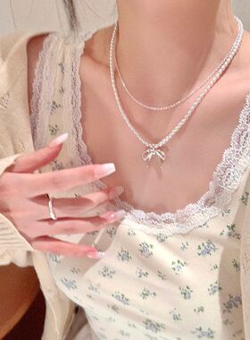 小米珠韩系博主双层珍珠项链女