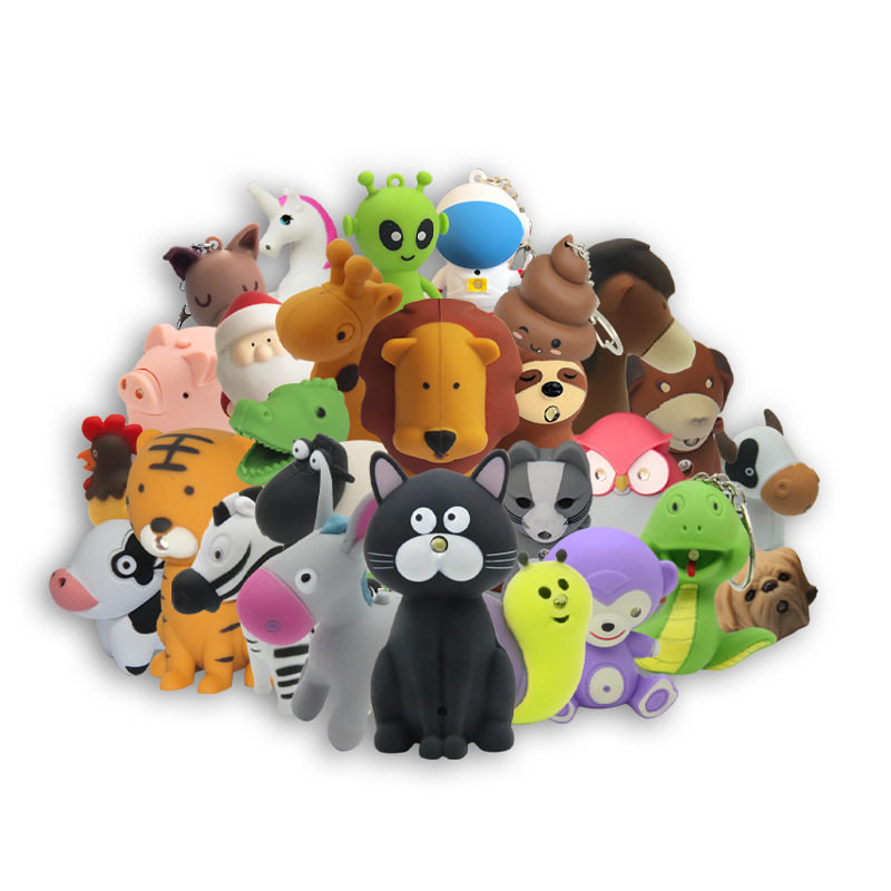 钥匙扣七夕情人节情侣可爱创意个性潮流led发光发声钥匙扣厂家