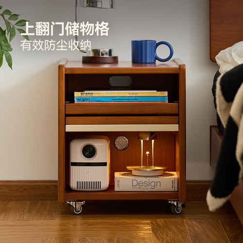 MUU中古风实木可移动床头柜小型家用卧室床头小边几置物收纳斗柜 - 图3