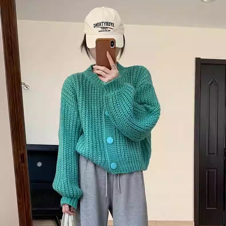 LJ【豆妈专属】美拉德穿搭！复古日系慵懒风毛衣早秋外套女宽松_香尔玛特卖服饰店_-第4张图片-提都小院