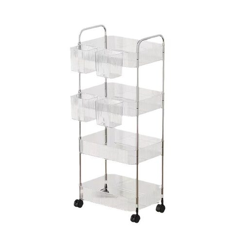 亚克力零食置物架落地多层可移动小推车化妆品柜子卧室客厅收纳架 - 图3
