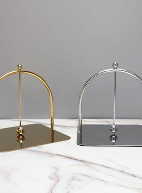 现代不锈钢纸巾架镇纸器摆件样板房书房客厅玄关桌面家居软装饰品