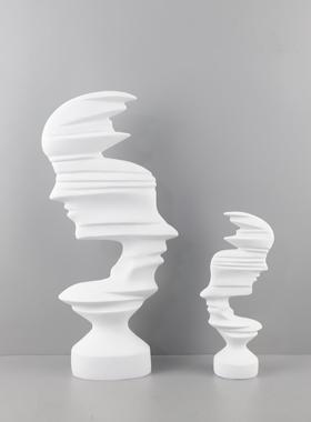 现代简约抽象黑白双向人脸摆件客厅卧室玄关酒店电视柜家居装饰品