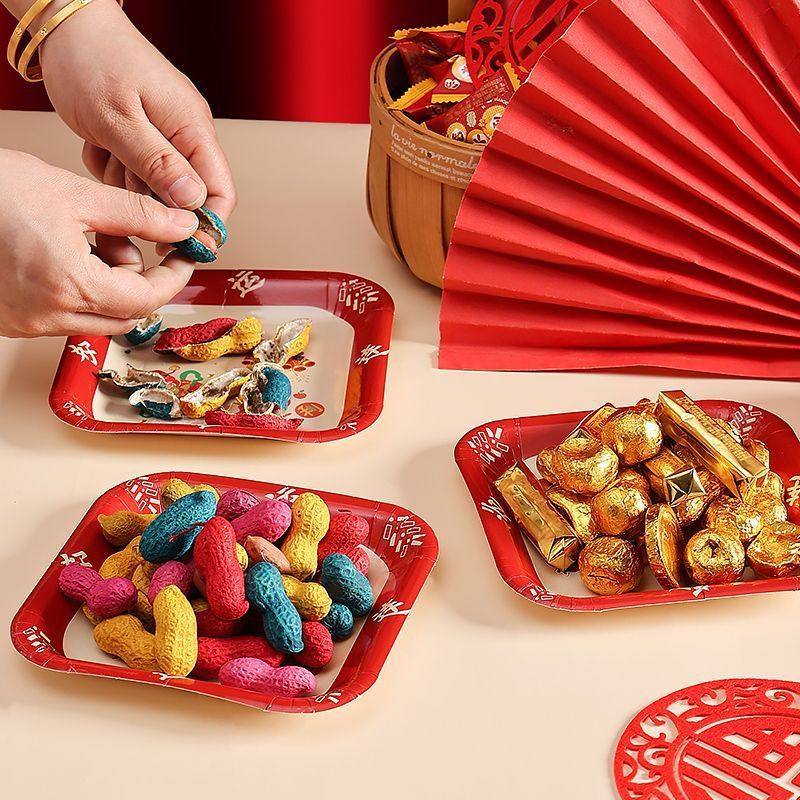 年货节爆款 新年纸质干果碟 吐骨碟 节庆一次性餐具 生产厂家,淘宝优惠券,粉丝福利购,淘宝优惠卷