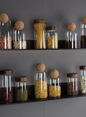 样板间厨房摆件收纳储物罐玻璃罐橱柜摆放装饰样板房软装搭配饰品