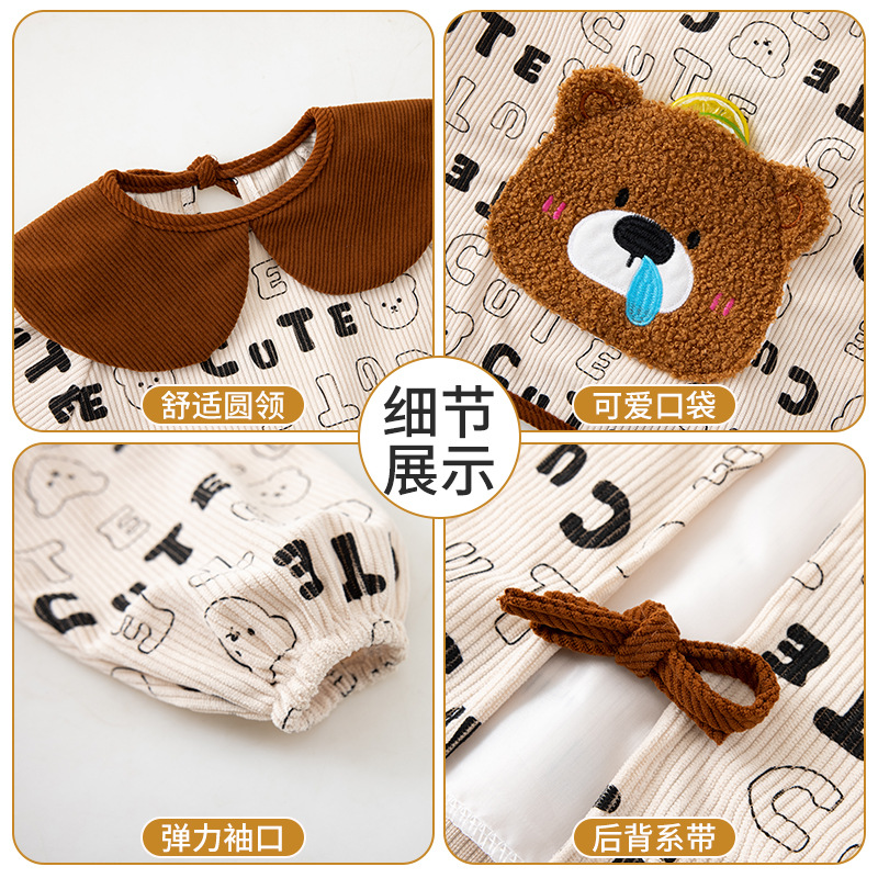 Children's baby smock female waterproof anti-dirty eating bib male baby autumn and winter outer wear foreign style reverse dressing children