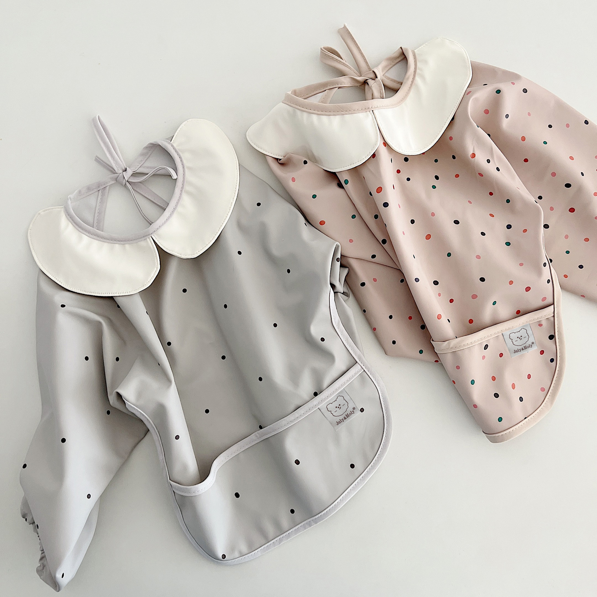 Korean baby waterproof smock long-sleeved children's infant bib bib eating full body bib spring and autumn reverse dressing