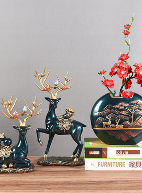 新中式鹿摆件家居装饰工艺品客厅电视柜酒柜装饰品乔迁新居礼品