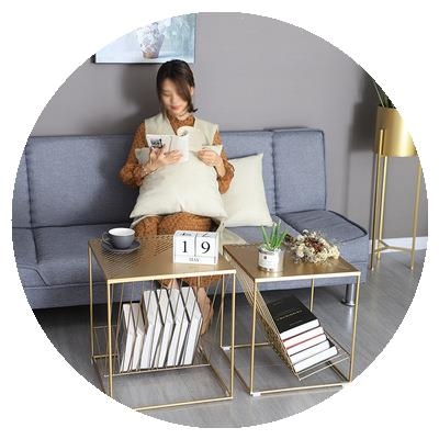 北欧铁艺两层金色边几茶几简约客厅阳台沙发边角几置物架床头柜桌