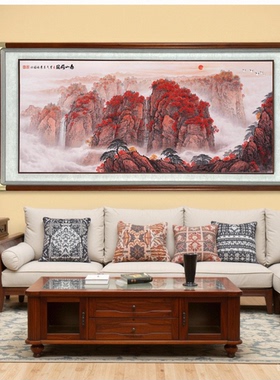 朱砂泰山日出东方有山无水挂画