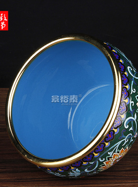 景泰蓝招财转运缸聚宝盆铜胎掐丝送老外朋友长辈外事乔迁礼品摆件