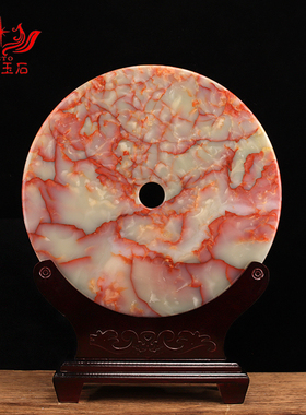 天然玉石平安扣摆件办公室客厅电视柜中式摆设过道玄关柜大号摆件