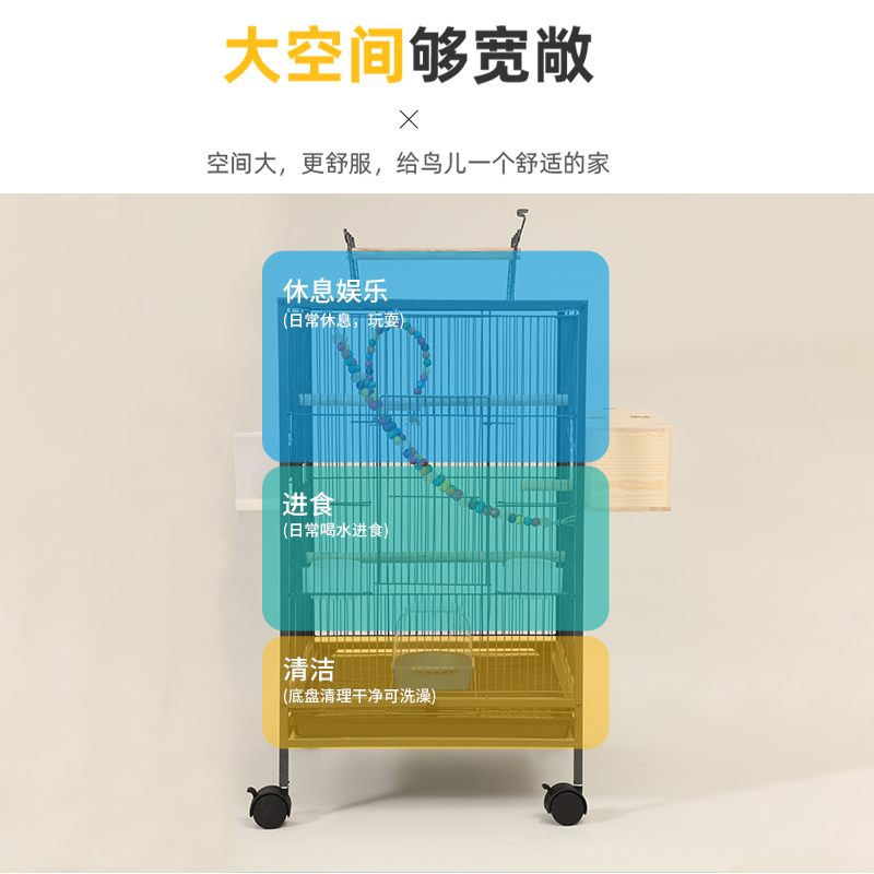 玄凤鹦鹉专用笼子八哥虎皮牡丹家用大号别墅繁殖金属新款鸟笼大全 - 图1