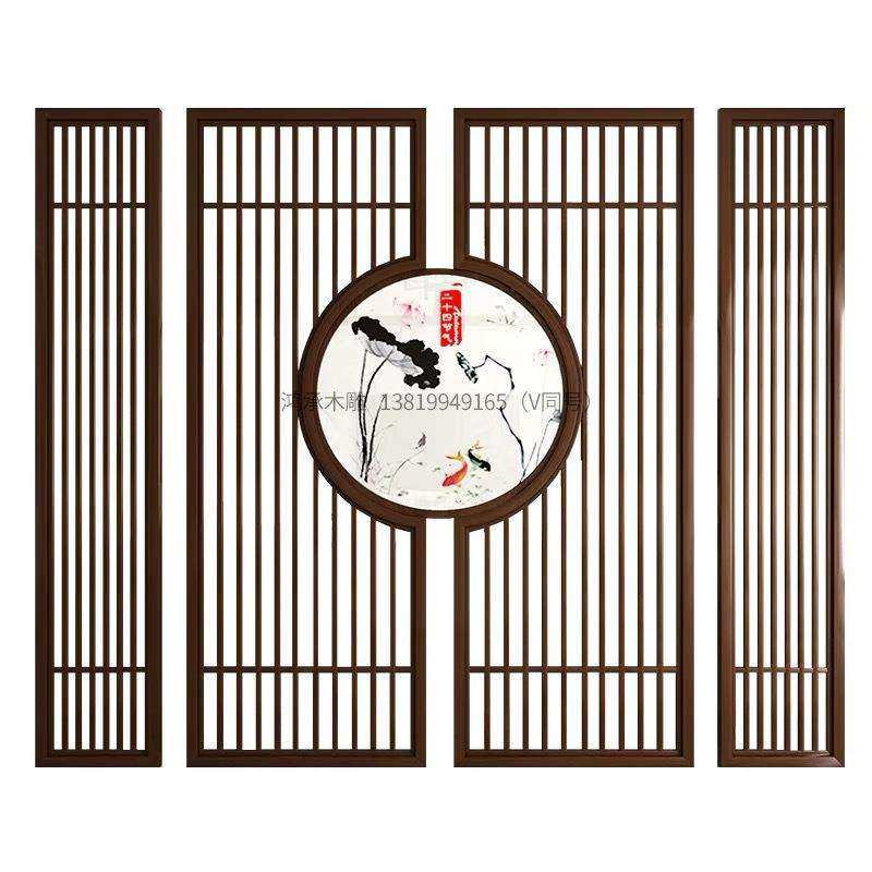 东阳木雕新中式实木隔断屏风日式镂空花格现代办公客厅玄关木格栅,淘宝优惠券,粉丝福利购,淘宝优惠卷
