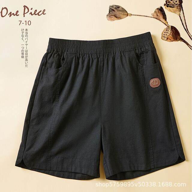 White cotton and linen high-waist shorts for women's summer new loose straight-leg five-quarter pants casual versatile sports hot pants thin section