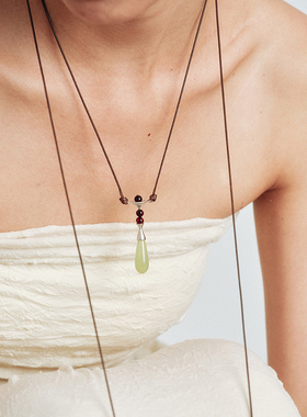 THING OF E【茶】系列 合意-器形串珠玛瑙缠绕项链 纯银镀金吊坠