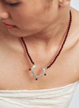 THING OF E【茶】系列 称心-花形琥珀串珠项链 纯银镀金新中式