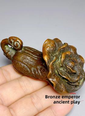 古玩铜器铜白菜百财手把件茶宠桌面招财摆件文房镇纸文镇装饰摆件