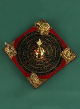 黄铜聚财阵龙龟金蟾貔貅五行八卦罗盘风水五宝阵家居招财纯铜摆件