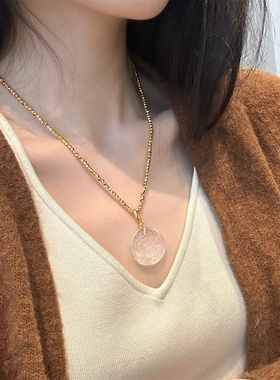 S925银白水晶扎基拉姆吊坠女仅吊坠新中式国风设计项坠 M7893