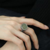 S925 Silver Hotan Jade Mountain Ghost Xiangyun Old Ring 14-16# Wearable New Chinese Style J12711