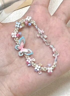 夏日编织绳蝴蝶手链女生甜美可爱