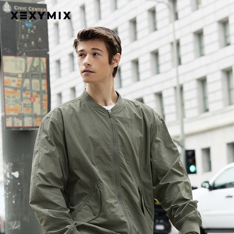 xexymix杰克茜男后领标梭织夹克外套经典休闲运动棒球XMK1JL1101 - 图1
