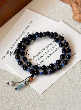 【远山客】原创小众设计青金石黑玛瑙手工手串男女款时尚手链饰品