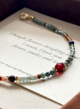 【小雅】原创新中式绿松石捷克珠手链小众青金石南红串珠手串