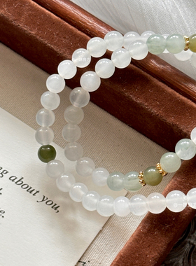 【绿芜】原创设计和田玉天山翠手工串珠手串气质新中式手链饰品