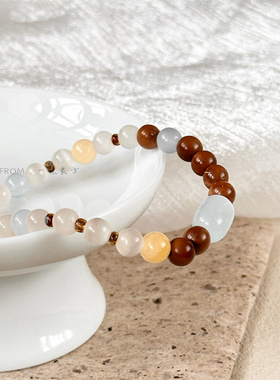 【奶黄包】一味良方小众个性库克猫眼石串珠手链百搭时尚手串饰品