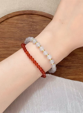 【烟波定】一味良方原创红玛瑙新年手链显白百搭手工串珠手串