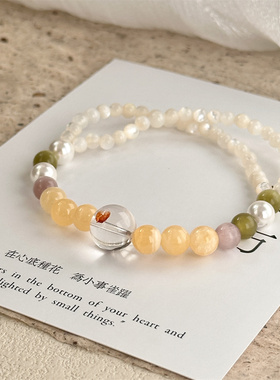 【露影春】一味良方原创小众彩色猫眼石手串小清新女生闺蜜手链