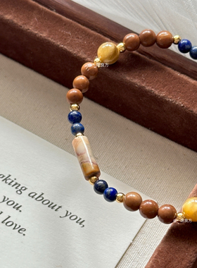 【君凝】原创设计库克青金石手工蓝色手串男女款时尚串珠手链