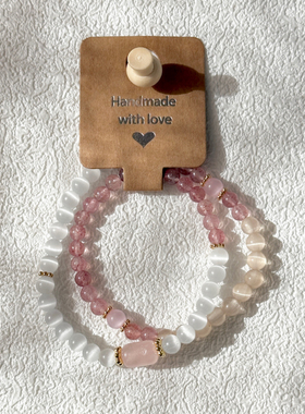 【半糖主义】原创设计女生轻奢手链时尚草莓晶猫眼石手串