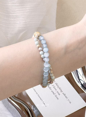 【南风寄相思】原创女生猫眼石百香籽串珠灰月光石寿山石手链