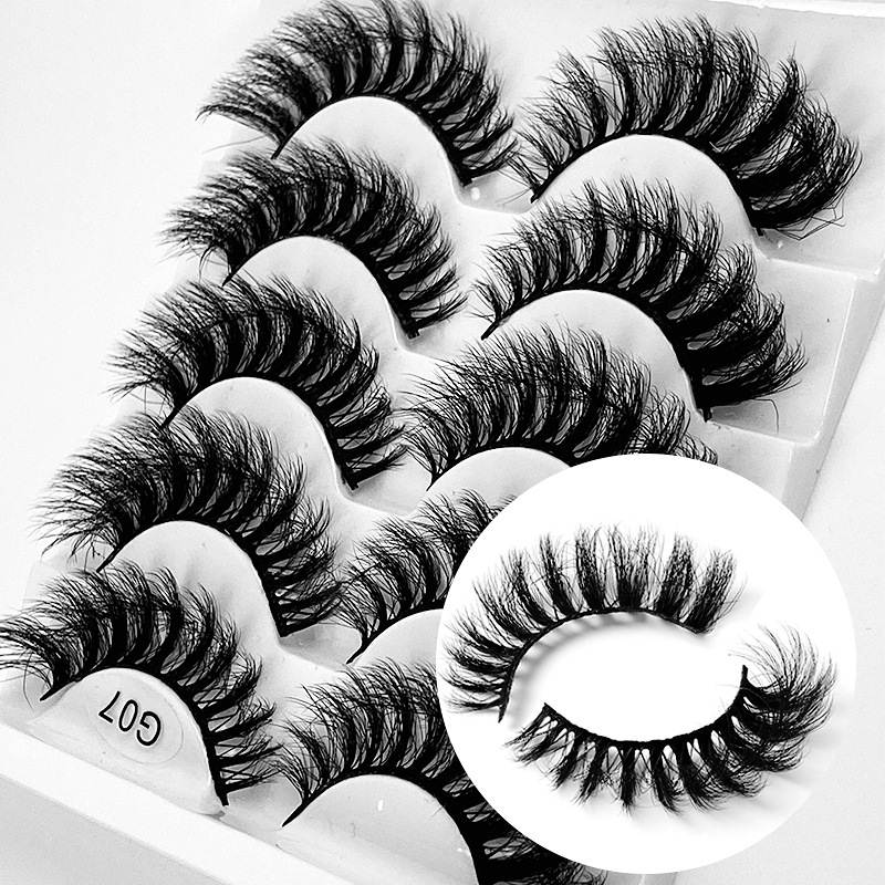 新品5 Pairs Fluffy Long False Eyelashes Thick Cross Eyelashe-图3