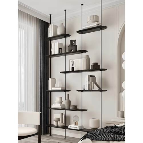 顶天立地置物架北欧简约书架客厅隔断陈列展示架落地书柜装饰架子 - 图0