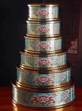 热销纯铜合金佛像底座家用供奉观音菩萨财神爷圆形珐琅彩莲花底座